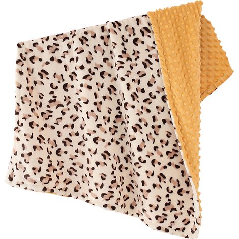Couverture bébé à pois, chaude, confortable, douce, agréable pour la peau, portable, en flanelle, adaptée aux 4 saisons, imprimé léopard. (1/5)