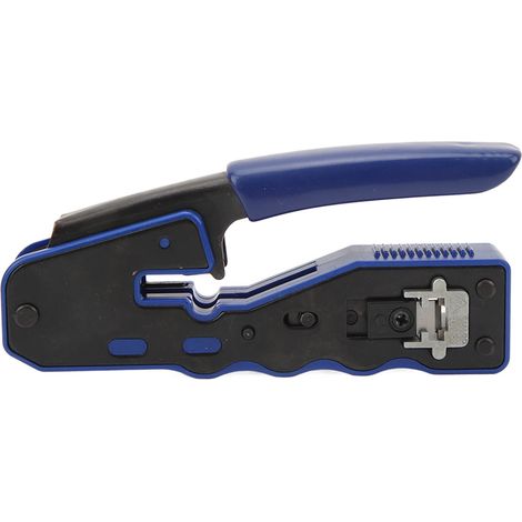 Pince à sertir RJ45 avec sertissage traversant, tête cristal RJ45 Cat6 et capuchon de protection, testeur, coupe-dénudeur de câble (1/5)