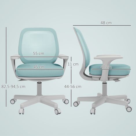 Chaise de bureau ergonomique pivotante, réglable en hauteur, 55 x 48 x 82,5-94,5 cm, verte (1/5)