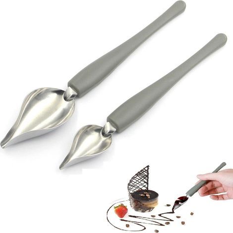 2-Piece Decorative Spoon Set, Spoon DIY Tools, Decorative Spoons, Stainless Steel Decorative Spoons, Stainless Steel Cake Decorators, Chocolate, Pastry, Decorative Pencils, Sauce Cake Decorating Tools (1/5)