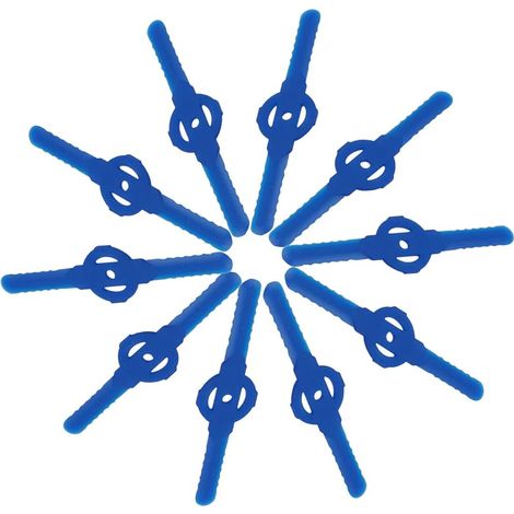 10 lame di ricambio per tosaerba, in plastica, per attrezzi da giardino, foro piccolo 5 mm, per tosaerba e tagliasiepi a batteria (blu)