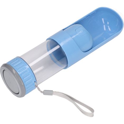 2-in-1-Wasserflasche für Hunde, tragbar, auslaufsicher, 350 ml, blau, ideal für Spaziergänge und Ausflüge mit Hunden und Katzen. (1/5)