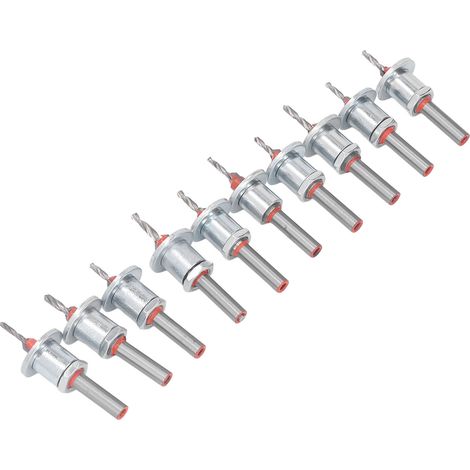 Lot de 10 forets à fraiser coniques avec butée réglable pour bois, plastique et métaux tendres (1/5)