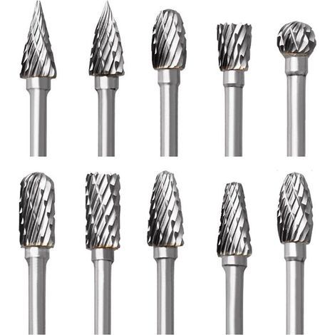 Fraises rotatives en carbure NPTERBL 10pcs double coupe pour Dremel, sculpture bois perçage gravure polissage métal accessoires (1/5)