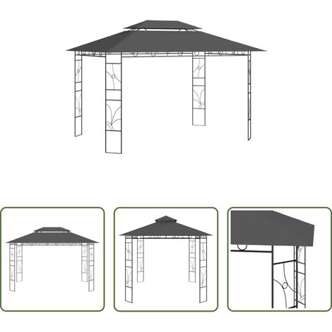 vidaXL Schutz vor Regen - Pavillon 4x3x2,7 m Anthrazit 160 g/m² (1/5)