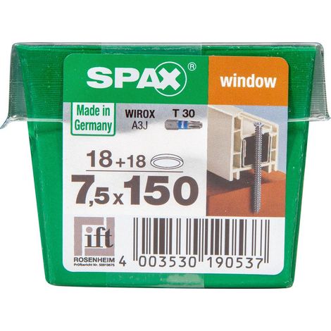 SPAX Lot De 18 Vis Acier Tête Fraisée Torx Spax, Diam.7.5 Mm X L.150 Mm (1/3)