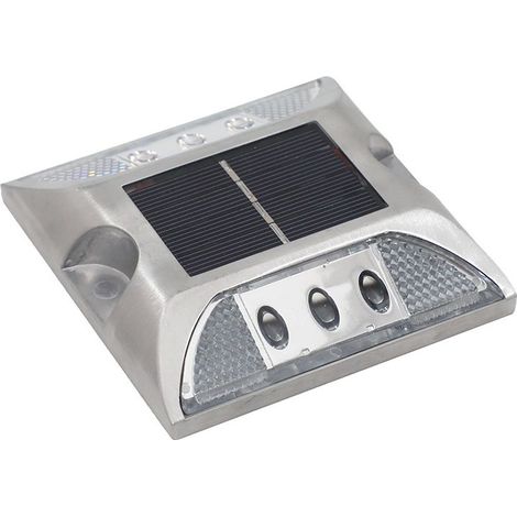 Marqueurs de sol solaires à LED, éclairage solaire pour terrasses et allées, réflecteur routier à LED, plot lumineux extérieur étanche pour allées et autoroutes (Blanc)