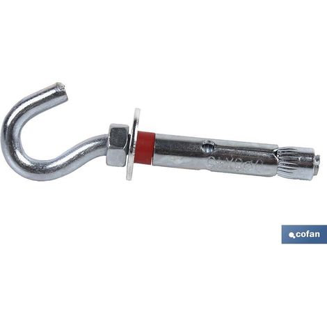 Anclaje metálico con gancho 6/8x45 mm para cargas pesadas en materiales macizos