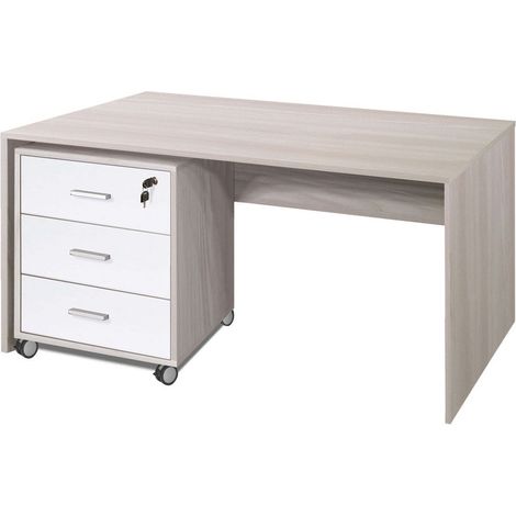 Tavolo Kit Scrivania con Cassettiera 120 cm Olmo da Ufficio Cameretta Porta Pc (1/3)