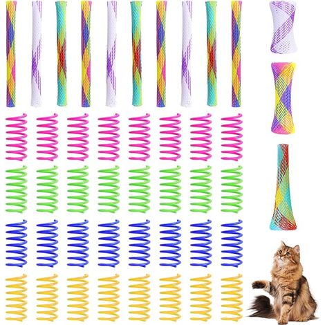 Jouets à Ressort pour Chats, Ressorts et Tubes Extensibles Souples Plastique et Coloré Ressort Chat Interactifs Adaptés aux Chatons (1/5)