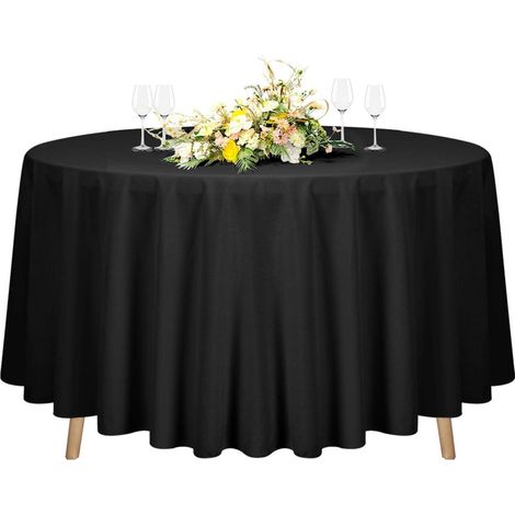 Runde Tischdecke 228 cm Schwarz Polyester, waschbar, für Ø90-180cm Tische