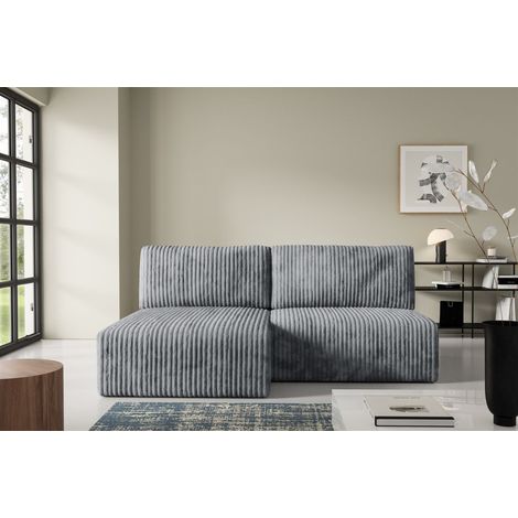 Ecksofa mit Schlaffunktion NATALIA XS in Stoff Tilia Grau Ottomane Links