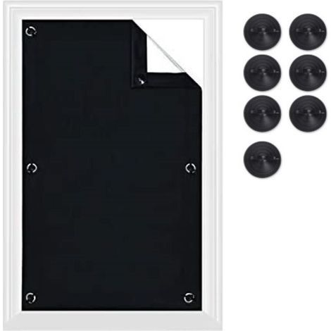Store Enrouleur Occultant Sans Perçage pour Fenêtre de Toit ou Porte – Fixation par Ventouses, Protection Solaire Éfficace, Installation Facile – 57 x 100 cm Noir (1/3)