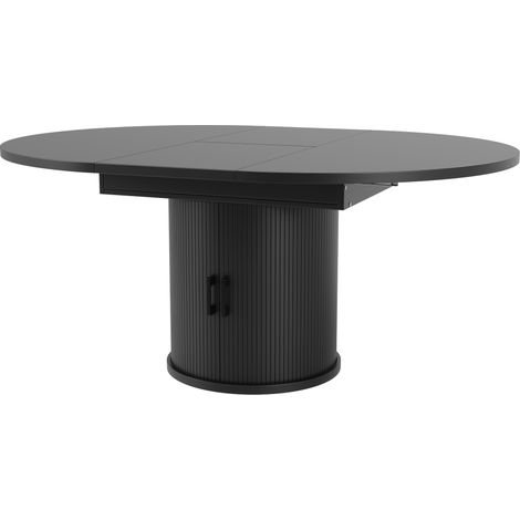 Mesa de comedor extensible redonda a ovalada 118-158 cm MDF negra (1/5)