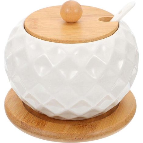 Pots de rangement en verre, pots à épices, récipients de cuisine en verre, sucriers en céramique (1/3)