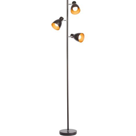 Lampada da terra vintage industriale, piantana elegante retrò, colori nero e oro all'interno, adatta per lampadine E27 non incluse, altezza 166cm, lampada a stelo, interruttore a pedale, IP20