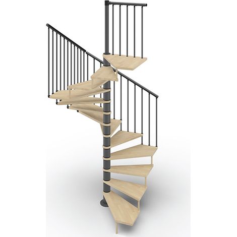 Spindeltreppe mit 13 stufenanzahl - Zu erreichend Höhe 2.67m à 3.12m - Durchmesser 160cm - Holz und weiß - TEKLA160/SAMNAT/13