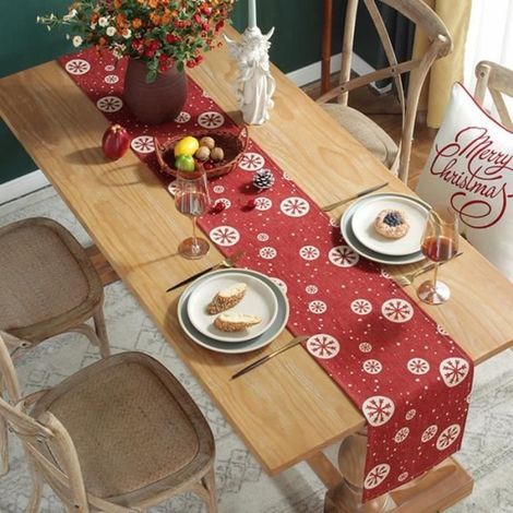 Chemin de table de Noël rouge - KAGOLOW - Polyester coton - 30 x 180 cm - 1 pièce (1/4)