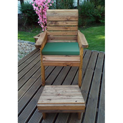 One Seater Lounger with Cushions - W68 x D135 x H98 - Fully Assembled - Green