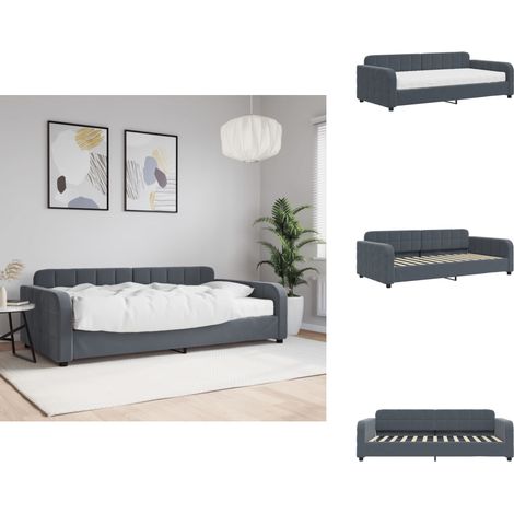 Tagesbett mit Matratze Dunkelgrau 100x200 cm Samt - Tagesbett Mit Matratze - Tagesbetten Mit Matratze - Tagesbett - Sofabett (1/5)