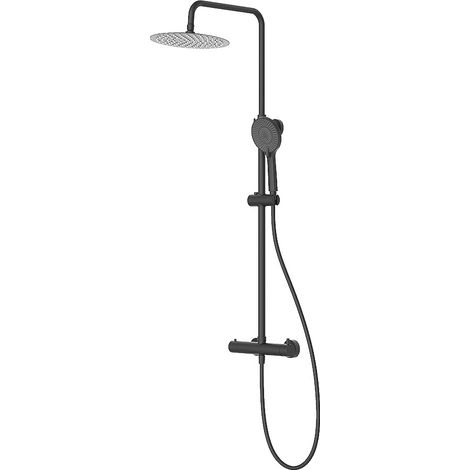 Kibath Columna Ducha monomando 2 vías GUN METAL redonda acabado GRAFITO / antracita mate fabricado en latón (1/4)