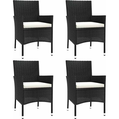 Maison Exclusive - Gartenstühle mit Kissen 4 Stk. Poly Rattan Sch (1/5)