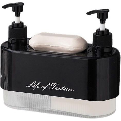Filiyano-Distributeur de savon double tête rechargeable pour shampoing et gel douche salle de bain (1/5)