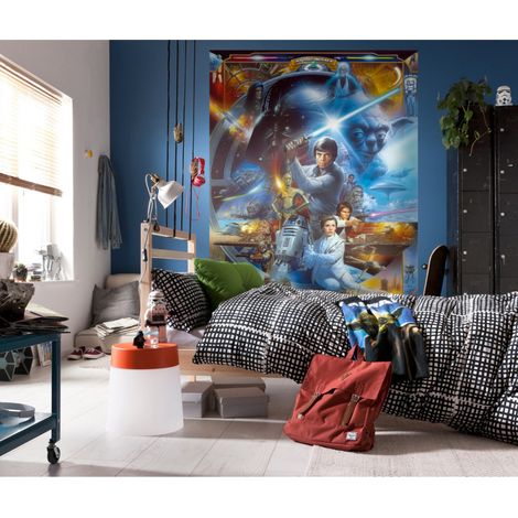 papier peint panoramique Star Wars Luke Skywalker bleu  - Disney (1/4)
