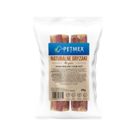 Delizioso snack da masticare naturale per cani: pene di manzo Petmex, 12 cm, 2 pezzi.