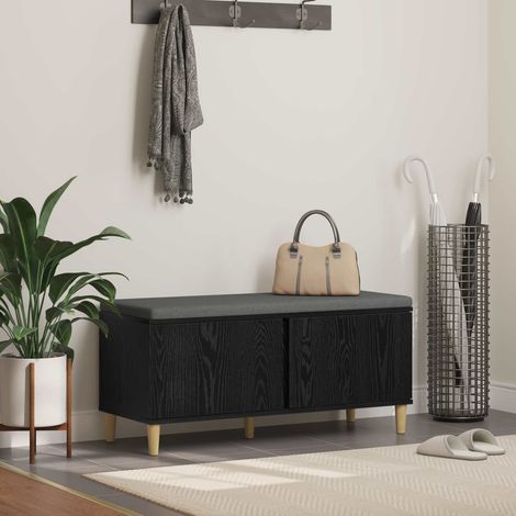 vidaXL  Hall Bench  with Cushion with Storage Black Oak 100 x 38 x 46 cm