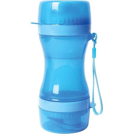 Gamelle pour Chat, Bol, Eau, gourde2 en 1 Eau croquettes pour Chien et Chat 610 ML Bleu - Portable et légère - Facilement transportable pour Les Voyages et Les randonnée