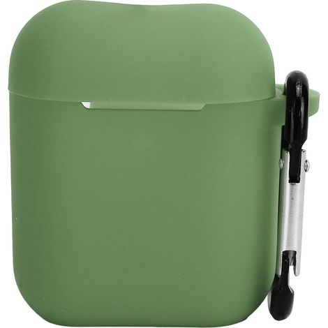 Schutzhülle aus Silikon mit Karabinerhaken für AirPods 1/2, stoßfest, grün (1/5)