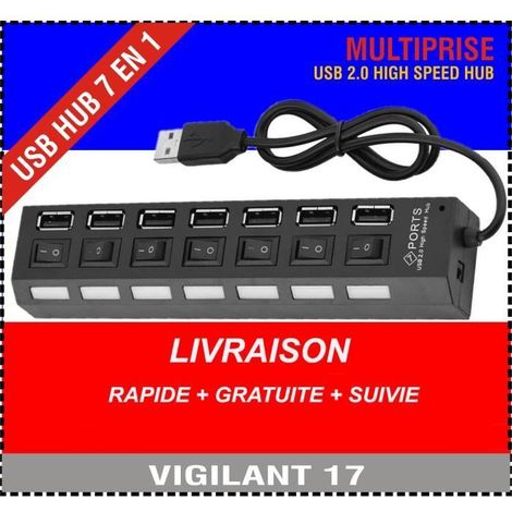 HUB USB - ISONIX - 7 Ports - USB 2.0 - Commutateurs Indépendants (1/4)