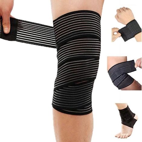 Rodillera elástica, vendaje elástico para la rodilla, adecuado para gimnasia, levantamiento de pesas, fitness y ejercicios de levantamiento de pesas (negro). (1/5)