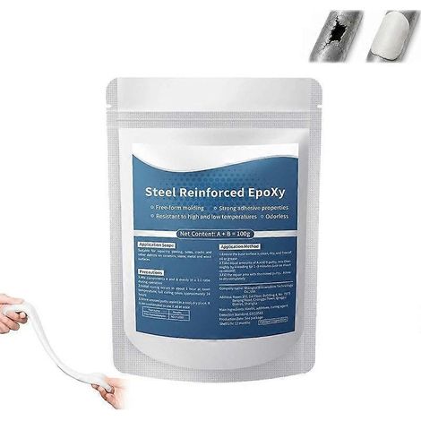 1 piècePâte à modeler multi-usages haute résistance 100 g, colle argileuse forte pour le fer, pâte à modeler universelle pour piscine, idéale pour coller le plastique, le métal, la céramique, le bois, (1/5)