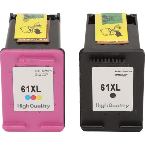 2 cartouches d'encre noires de couleur 61XL compatibles avec les imprimantes HP Envy 4500, Deskjet 1000, 1056, 1510, 1512 et OfficeJet 4630 (1/5)