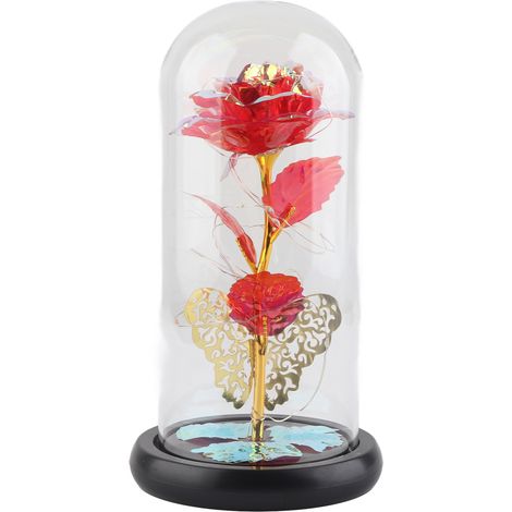 Lampe LED Rose Colorée avec Couvercle en Verre - Décoration Romantique pour Chambre, Mariage et Fêtes (1/5)