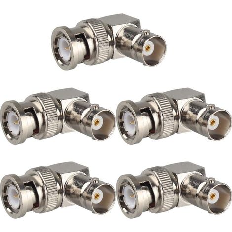 BNC Mâle vers BNC Femelle Adaptateur coude Adaptateur 90 degrés RF Câble Coaxial Compatible avec Caméras de Sécurité CCTV Surveillance HD SDI Câble d'extension Commutateur (1/4)
