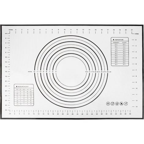 Rouleau à pâtisserie en silicone antiadhésif avec échelle de mesure noir 40x60cm pour cuisine maison (1/5)