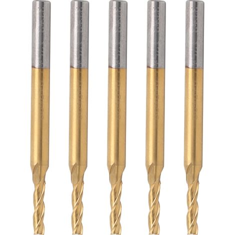 Fraise à surfacer 3 dents carbure, revêtement TiN, 5 pièces, tige 3,175 mm, coupe 2 mm, longueur 8 mm, longueur totale 40 mm, outil de gravure 3D et perçage, fraise lisse pour bois, plastique, métal t (1/5)