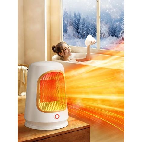 Chauffage D'appoint, 2 Modes 600W/1200W Radiateur Electrique, Ultra Silencieux,Double Protection Radiateur -y compris sécurité anti-renversement & protection contre la surchauffe, Blanc (1/5)