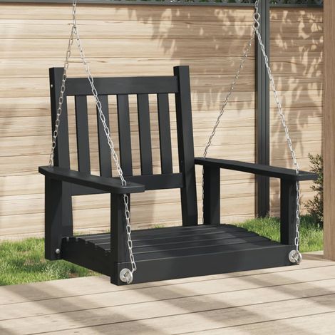 Chaise balançoire de jardin,Siège de Terrasse Chaise d'extérieur chaînes en métal bois massif sapin CFW37042 (1/5)