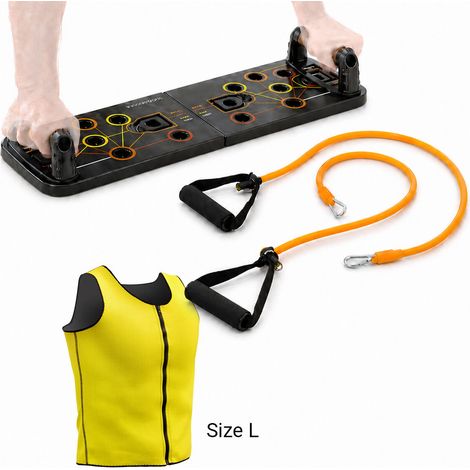 Pack planche de pompes avec bandes de résistance et gilet sauna sport homme L InnovaGoods BANC DE MUSCULATION (1/5)