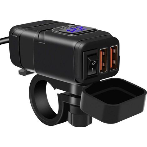 Kfz-Ladegerät, QC 3.0 USB-Stecker, 6–30 V LED-Voltmeter, IP65 wasserdichter Adapter, Schalter, für Motorrad, SUV, Boot (1/5)