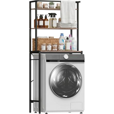 Beyamis Étagère machine à laver avec support de séchage 3 niveaux 67x4 x161,8cm brun (1/5)