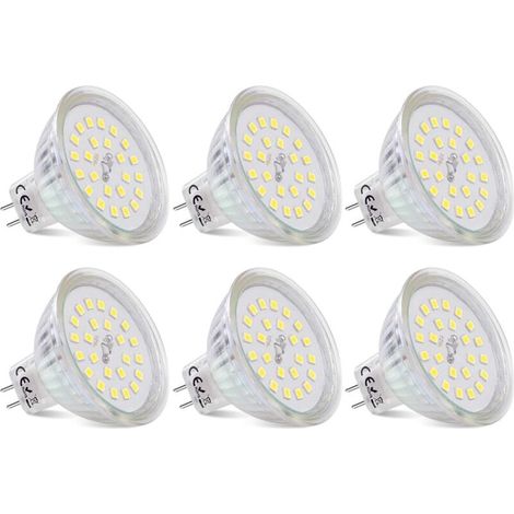 GU5.3 MR16 LED-Leuchtmittel, 12 V, 3,8 W, entspricht 40 W Halogen, LED-Spot GU5.3, Kaltweiß 6000 K, nicht dimmbar, 430 Lumen, MR16-LED-Lampe, 6 Stück [Energieklasse E]