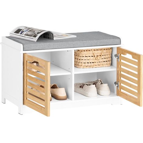 Banco Zapatero con 2 Puertas para Entrada Dormitorio Banco de Almacenamiento de Asiento 71 x 35 x 43 cm FSR23-II-WN SoBuy ES (1/5)