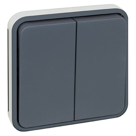 Double va et vient composable 10A - IP55 - OXXO Couleur Gris