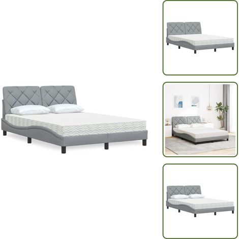 Bett mit Matratze Hellgrau 120x200 cm Stoff - Bett - Betten - Schlafzimmermöbel - Bettgestell (1/5)