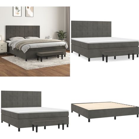Sommier à lattes de lit et matelas Gris foncé 160x200cm Velours - Sommier - Matelas ensaché (1/5)